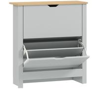 HOMCOM Slim Shoe Cabinet, Narrow Shoe Cupboard with 2 Flip Drawers, Adjustable Shelves for 12 Pairs of Shoes, Light Grey