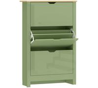 HOMCOM Slim Shoe Cabinet, Narrow Shoe Cupboard with 3 Flip Drawers, Adjustable Shelves for 18 Pairs of Shoes, High Gloss Green