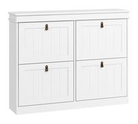 HOMCOM Slim Shoe Cabinet, Shoe Cabinet with 4 Drop-Down Drawers, 105W x 24D x 82.5H cm, White