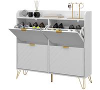 HOMCOM Slim Shoe Cabinet with 4 Flip Drawers Adjustable Shelves in White HOMCOM White
