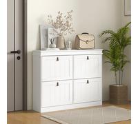 HOMCOM Slim Shoe Cabinet with Adjustable Shelves for Hallway, White HOMCOM White