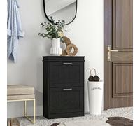 HOMCOM Slim Shoe Storage Cabinet with 2 Flip Drawers for Entryway, Black HOMCOM Black