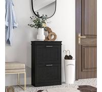 Homcom Slim Shoe Storage Cabinet With 2 Flip Drawers For Entryway, Black Black