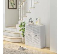 HOMCOM Slim Shoe Storage Cabinet with 2 Flip Drawers for Entryway, White HOMCOM White
