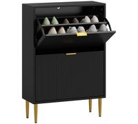 Narrow Shoe Cabinet with 2 Flip Drawers and Adjustable Shelves HOMCOM Black One Size