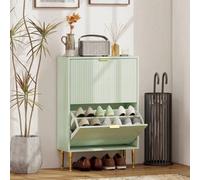 Homcom Slim Shoe Storage Cabinet With 2 Flip Drawers For Hallway, Light Green