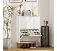 Homcom Slim Shoe Storage Cabinet With 2 Flip Drawers For Hallway In White White