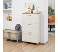 HomCom Shoe Storage Cabinet 12-Pair Slim - 3 Flip Drawers & Adjustable Shelves - Cream