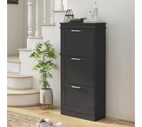Homcom Slim Shoe Storage Cabinet With 3 Flip Drawers For Entryway, Black Black