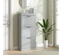 HOMCOM Slim Shoe Storage Cabinet with 3 Flip Drawers for Entryway, Grey