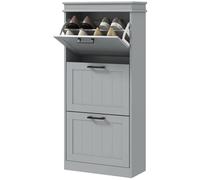 Homcom Slim Shoe Storage Cabinet With 3 Flip Drawers For Entryway, Grey Grey