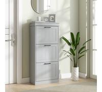 HOMCOM Slim Shoe Storage Cabinet with 3 Flip Drawers for Entryway, Grey HOMCOM Grey