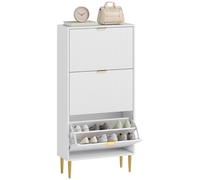 HOMCOM Slim Shoe Storage Cabinet with 3 Flip Drawers for Hallway, White