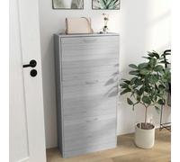 HOMCOM Shoe Storage Cabinet Slim – 3 Flip Drawers, Holds 12 Pairs – Grey