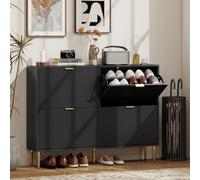 Homcom Slim Shoe Storage Cabinet With 4 Flip Drawers For Hallway, Black