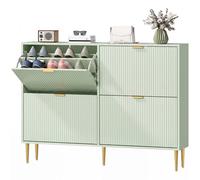 HOMCOM Slim Shoe Storage Cabinet with 4 Flip Drawers for Hallway, Light Green HOMCOM Light Green