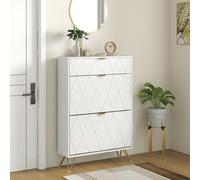 HOMCOM Slim Shoe Storage Cabinet with Flip Drawers for Entryway, Hallway, White