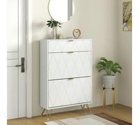HOMCOM Slim Shoe Storage Cabinet with Flip Drawers for Entryway, Hallway, White