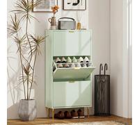 HOMCOM Slim Shoe Storage Cabinet With 3 Flip Drawers For Hallway, Light Green, Green