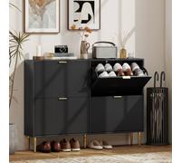HOMCOM Slim Shoe Storage Cabinet with 4 Flip Drawers for Hallway, Black, Blue