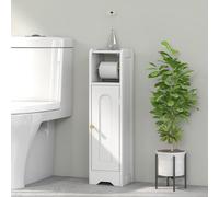 HOMCOM Toilet Roll Holder Slim Bathroom Cabinet with Adjustable Shelf White | TJ Hughes