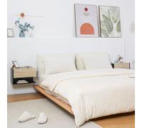 HOMCOM Small Bedside Table Set of 2 with Drawer & Shelf in Light Oak HOMCOM Light Oak