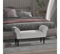 Homcom Small Bench, Upholstered Window Seat With Armrests, Greyish White