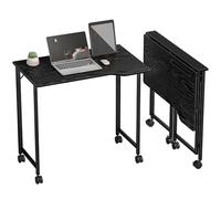 HOMCOM Small Folding Desk on Wheels for Small Space 80 cm Black Wood Effect