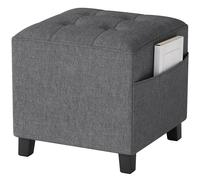 Homcom Small Footstool Square Ottoman With Padded Seat For Living Room Grey Grey