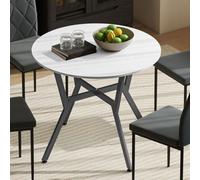 Homcom Small Kitchen Table With Black Steel Legs, Dining Table In White White