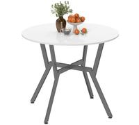 Homcom Small Kitchen Table With Black Steel Legs, Dining Table, High Gloss White