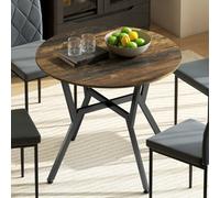 (Brown) HOMCOM Small Kitchen Table with Black Steel Legs, Dining Table