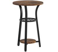 HOMCOM Small Round Side Table with 3 Storage Shelves, Modern End Table for Living Room or Bedroom, Rustic Brown Aosom UK