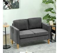 HOMCOM Compact 2 Seater Sofa with Under Seat Storage for Small Spaces Grey, Grey