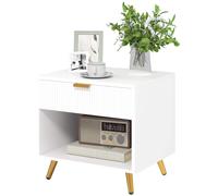 HOMCOM Small Table With Drawer, Open Compartment and Handle