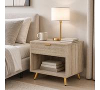 HOMCOM Small Table With Drawer, Open Compartment & Handle, Natural HOMCOM Natural