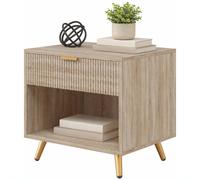 HOMCOM Small Table With Drawer, Open Compartment & Handle, Natural HOMCOM Natural