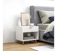HOMCOM Small Table With Drawer, Open Compartment and Handle, White