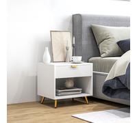 HOMCOM Small Table With Drawer, Open Compartment and Handle, White