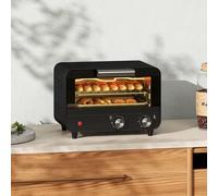 HOMCOM Small Toaster Oven, 12L Mini Countertop Oven with Glass Door, Black