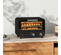 Homcom Small Toaster Oven, 12L Mini Countertop Oven With Glass Door, Black, Black