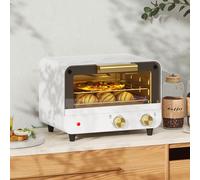HOMCOM Small Toaster Oven, 12L Multifunction Mini Countertop Oven with Glass Door, Adjustable Temperature and Timer, Accessory Included, 750W, White