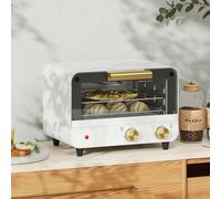 HOMCOM Small Toaster Oven, 12L Mini Countertop Oven with Glass Door, White - White - Stainless steel, tempered glass, plastic - Toaster oven