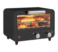 HOMCOM Small Toaster Oven, 12L Multifunction Mini Countertop Oven with Glass Door, Adjustable Temperature and Timer, Accessory Included, 750W, Black