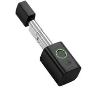 HOMCOM Smart Door Cylinder Shared Access Keyless Electronic Cylinder | 5-in-1 (Fingerprint Biometrics/Passcode/Bluetooth APP/NFC Card/Key), Entry Logs, Slimline Design, Aluminium Wooden Door