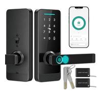 HOMCOM Smart Door Lock Built-in Doorbell Keyless Electronic Lock | 5-in-1 (Fingerprint Biometrics/Passcode/Bluetooth APP/NFC Card/Key), Entry Logs Home, Office, Hotel Office, Flat