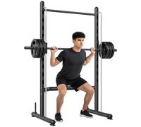 HOMCOM Smith Machine Power Cage Squat Rack with Pull-Up Bar Weight Rack | Adjustable Multi-Functional Weight Lifting Barbell Stand, for Home, Gym, Strength Training
