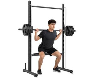 HOMCOM Smith Machine Squat Rack with Pull-Up Bar, Adjustable Weight Rack, Multi-Functional Weight Lifting Barbell Stand for Home, Gym, Strength Training