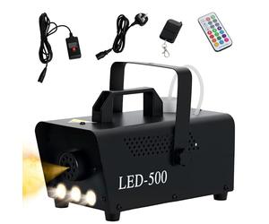 HOMCOM Smoke Machine with 3 RGB LED Lights, 13 Colours, 4 Effects, 450W 2000 CFM Fog Machine with Wired and Wireless Remote Control, for Halloween, Xmas, Wedding, Disco, Stage
