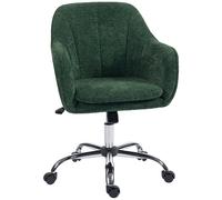 HOMCOM Snow Flannel Office Chair with Padded for Home- Dark Green Aosom UK